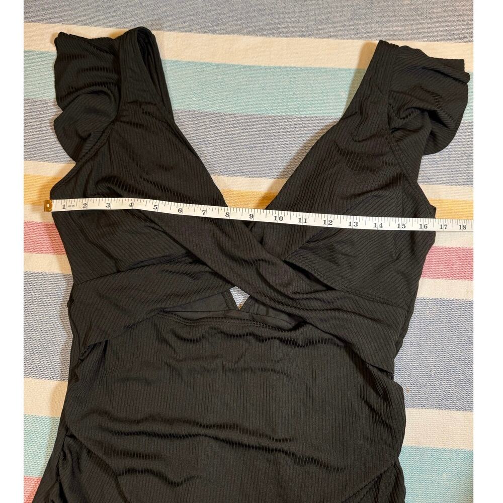 NWT B2Prity Black Ribbed Ruffle One-Piece Swimsuit – Size XL - Picture 3 of 7